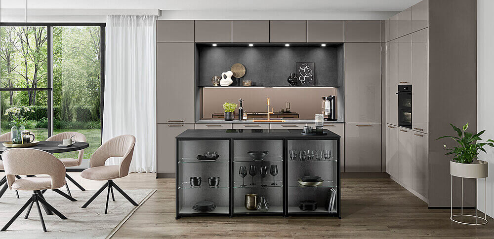 Nobilia Design L-Küche Taupegrau Hochglanz Neuheiten