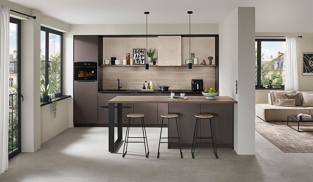 Nobilia Moderne Inselküche Coffee strukturiert