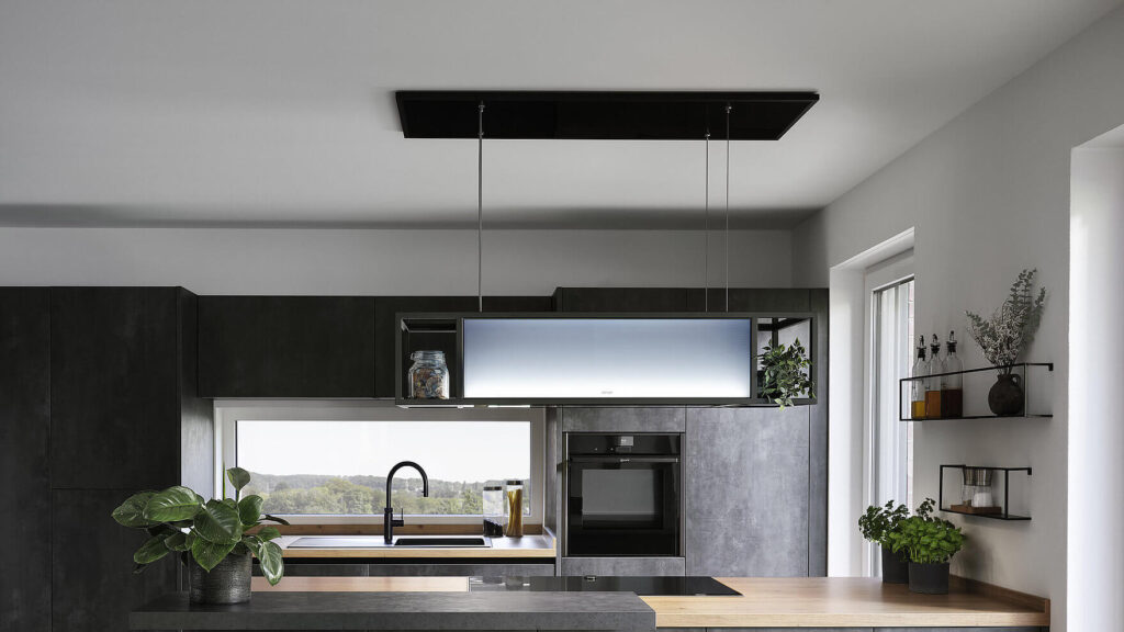 berbel Inselhaube Skyline Frame Regal Leise Elektrogeräte in der Küche