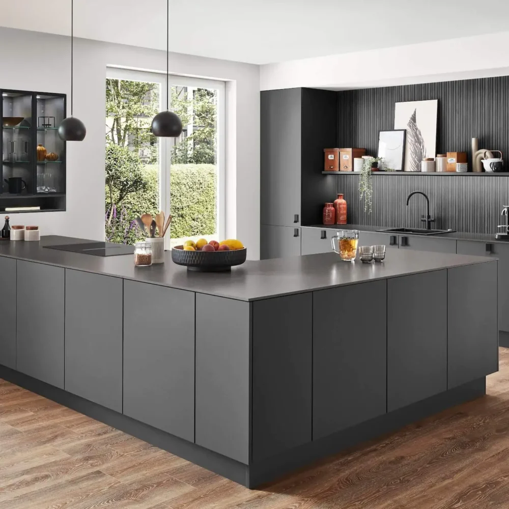 Nobilia Moderne Küche L-Form Schiefergrau