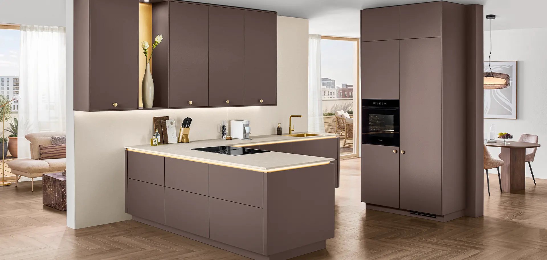 Nobilia Moderne Küche mit Halbinsel Berry matt